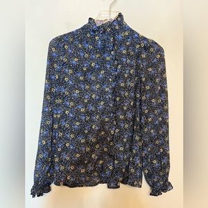 FRNCH Paris  Blue Floral Top. Size XS